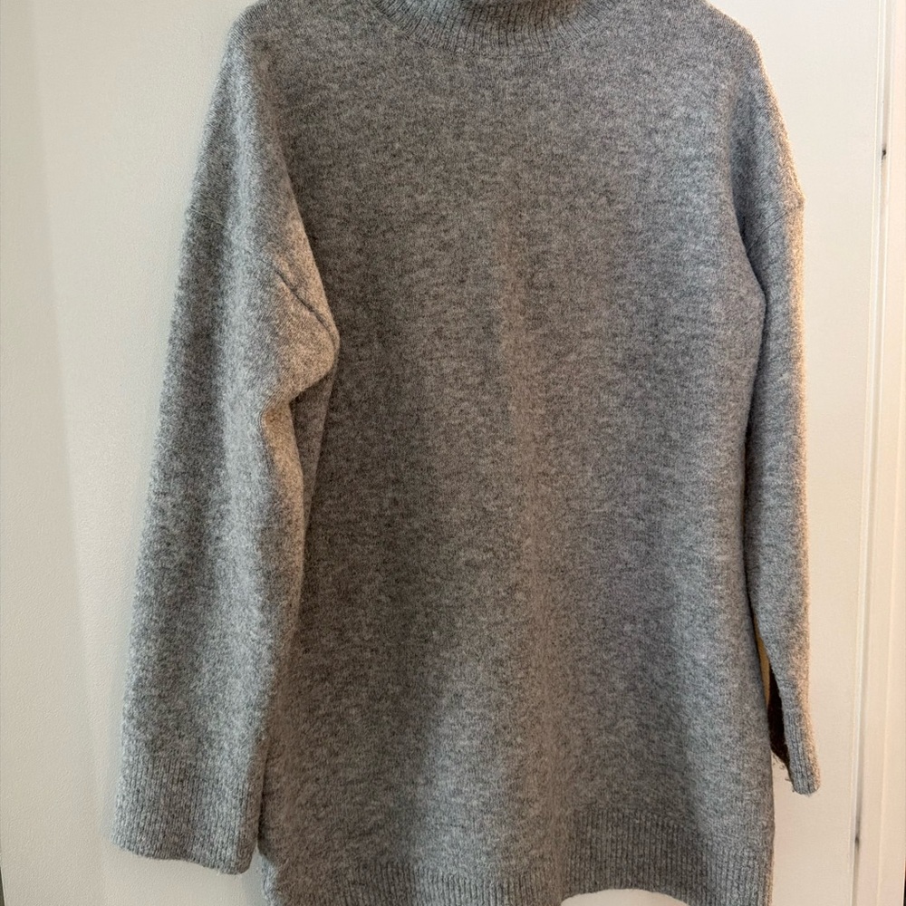 Mango Soft Gray Turtleneck Neck Sweater Dress XL - Picture 4 of 10
